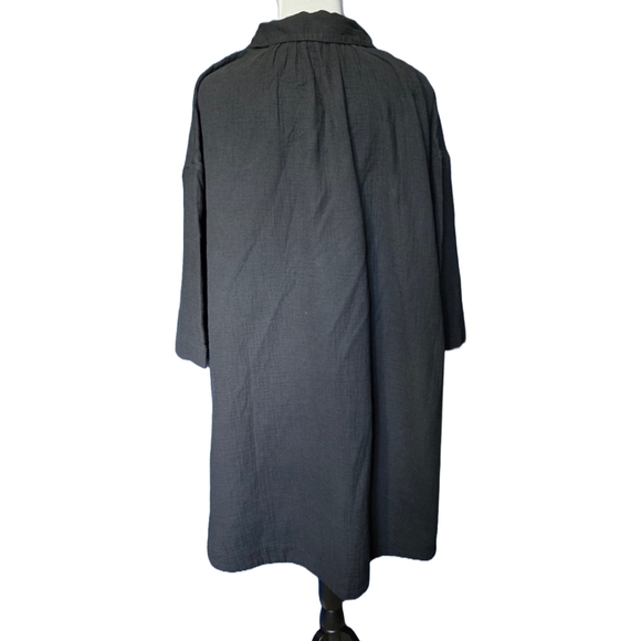 Madewell Crinkle Cotton Cover-Up Shirtdress Black Large NWT Oversize Minimalist - Picture 4 of 11